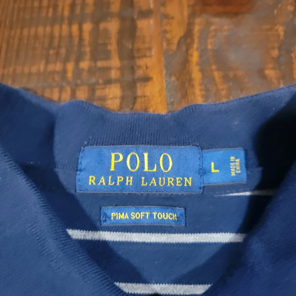 VTG Ralph Lauren Men's Polo Shirt‎ 100% Cotton Striped Shirt Size L